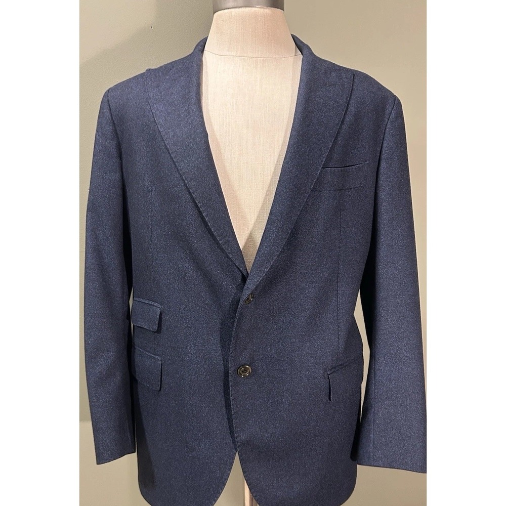 Eleventy Wool Blazer Mens Sz 44R Heather Blue Unstructured Peak Lapel Jacket
